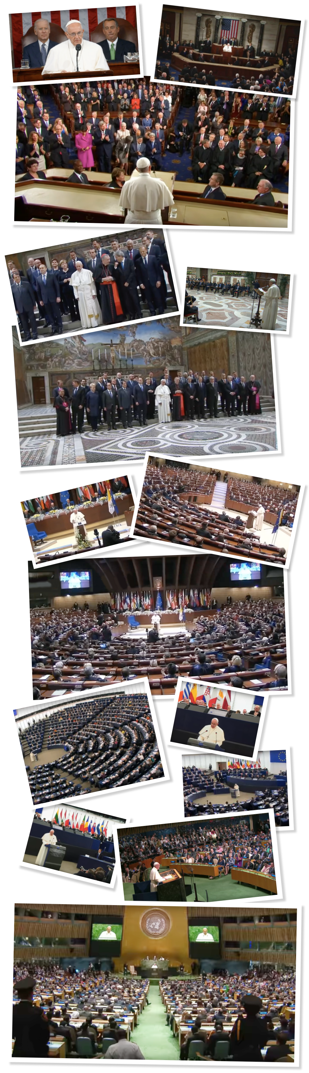 Pave Frans taler i USAs kongres, Europarådet, EU-parlamentet, FNs generalforsamling og til EU-politikere